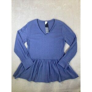 NEW Milly Penzance Peplum Sweater Women's XL Blue Fleece Soft Long Sleeve